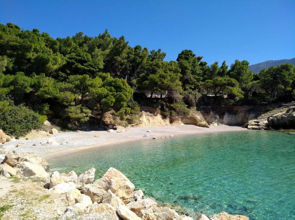Απομονωμένος όρμος με πεύκα και καθαρά γαλαζοπράσινα νερά κοντά στο Πόρτο Γερμενό